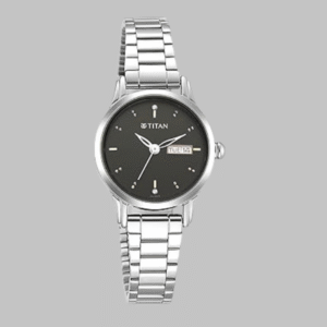 Titan Lagan Black Dial Analog Day & Date Metal Strap Watch for Women 1