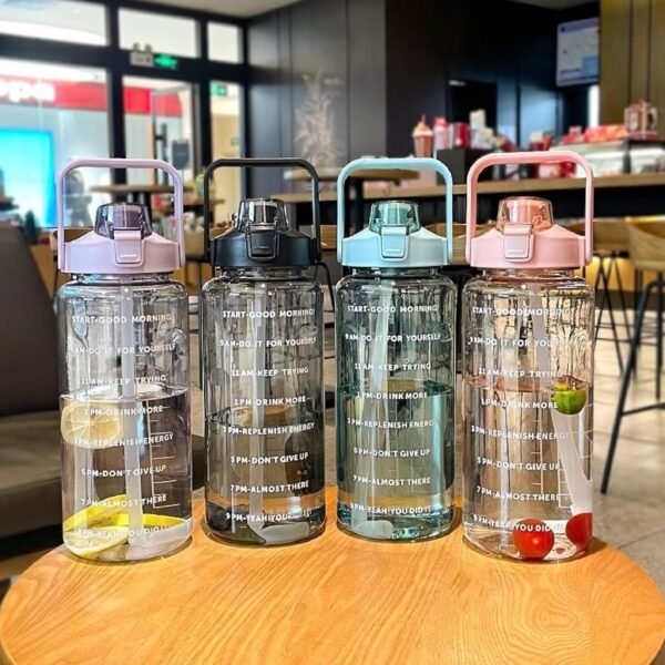 2L Motivational Water Bottle with Time Marker & Straw 3