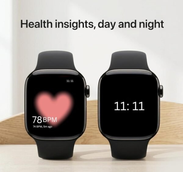 black smartwatch health tracking heart rate monitor fitness smart watch black strap.mp4